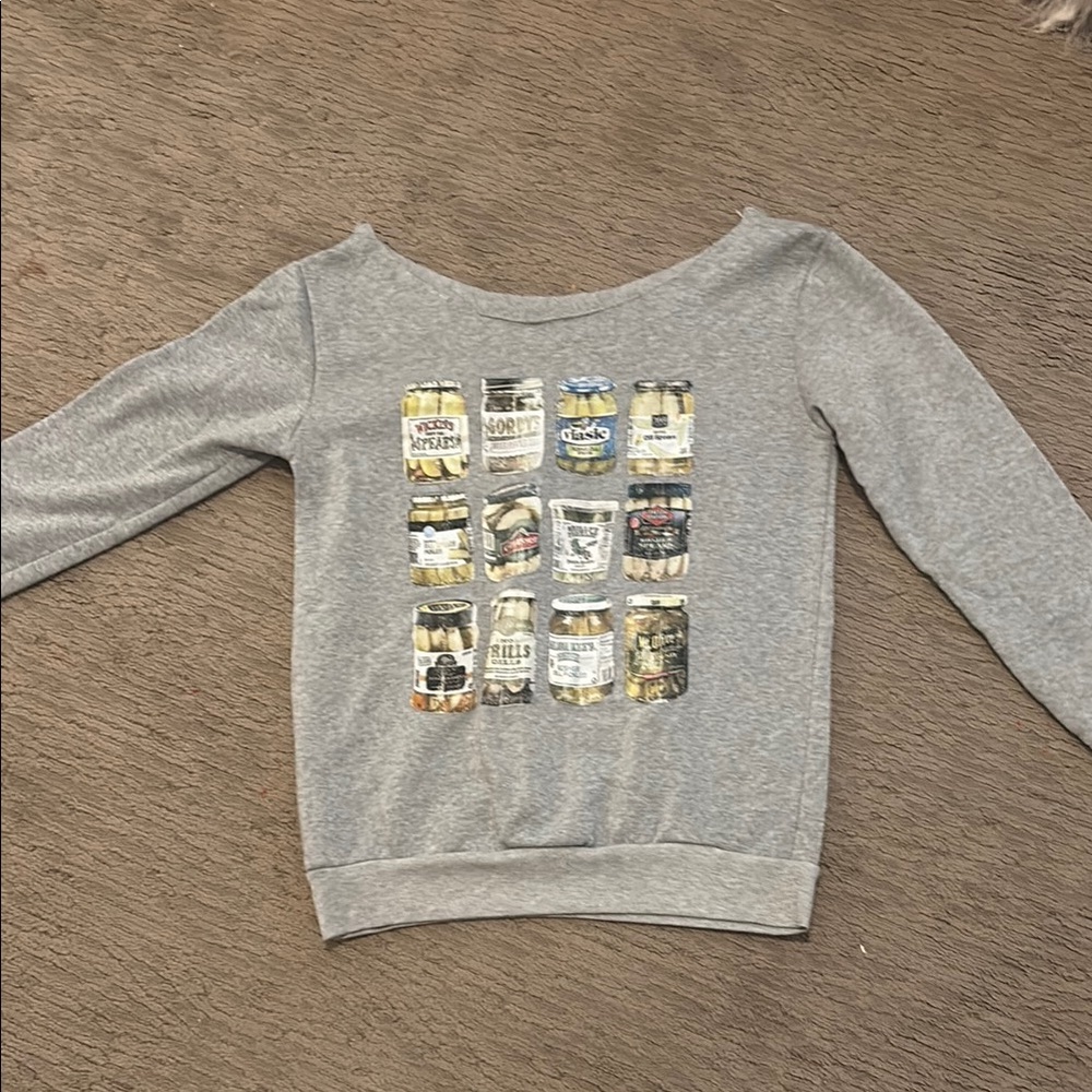 Gray Sweatshirt with Jar Print